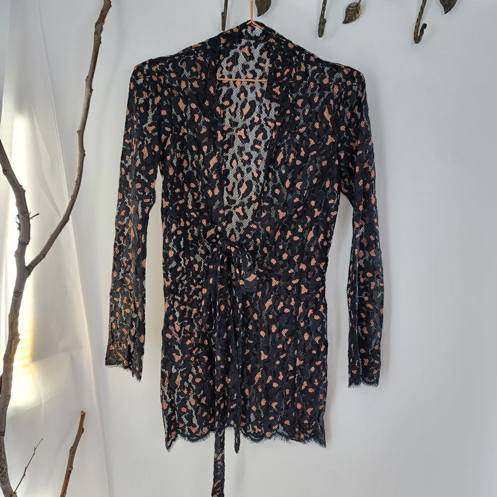 Agent Provocateur Black Cheetah Lace Mini Robe